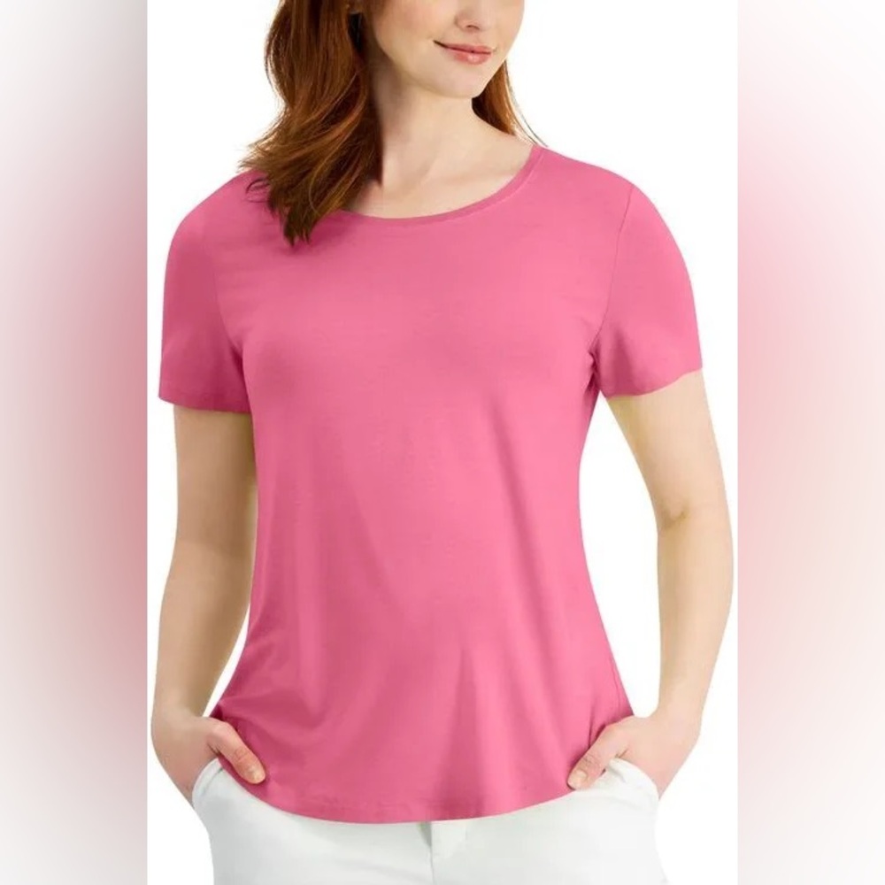 JM Collection Pink Scoop Neck Top